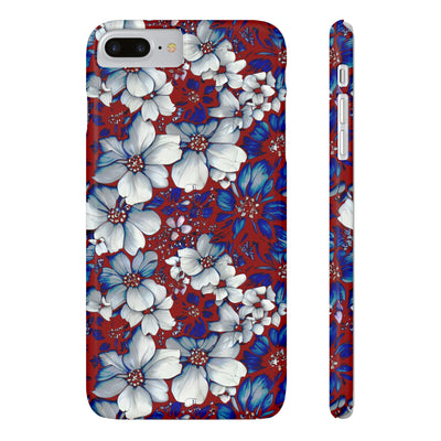 Slim Cute iPhone Cases - | iPhone 15 Case | iPhone 15 Pro Max Case, Iphone 14 Case, Iphone 14 Pro Max, Iphone 13, Red Blue Flowers