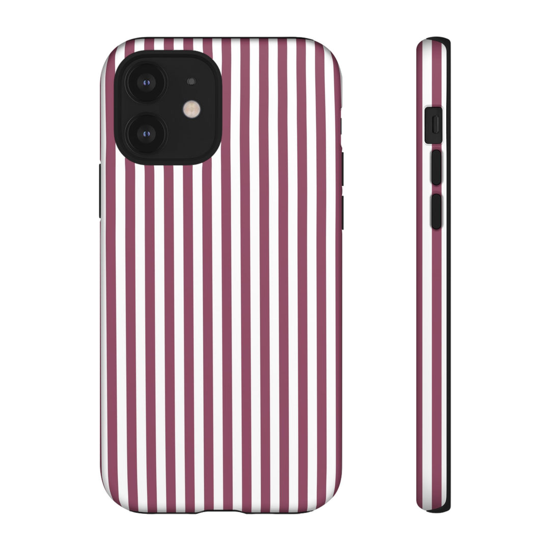 Tough Premium Old Claret Stripes Phone Case Gift for Her - For Apple iPhone 16 Pro Max 16e iPhone 15 Pro iPhone Iphone 14 Plus 13 Pro 12 SE XR - Studio40ParkLane