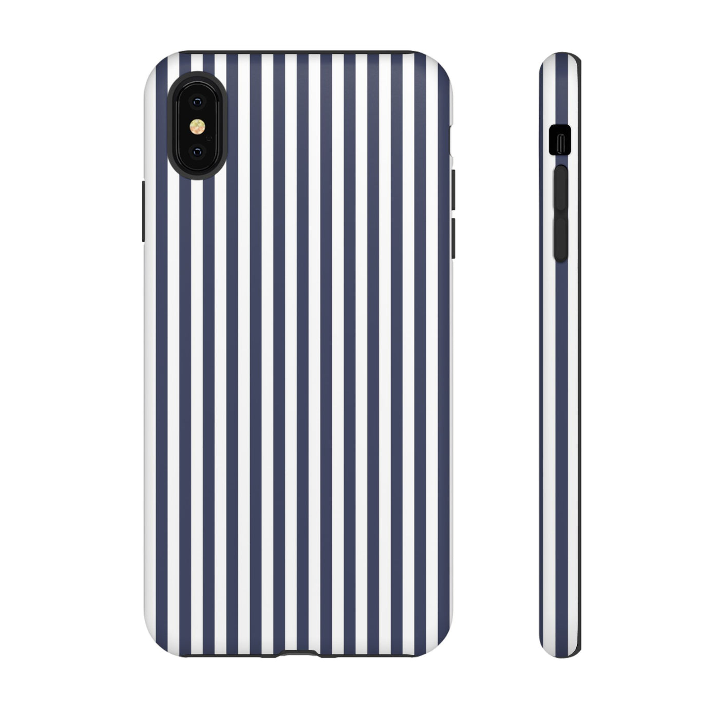 Tough Premium Navy Blue Stripes Phone Case Gift for Her - For Apple iPhone 16 Pro Max 16e iPhone 15 Pro iPhone Iphone 14 Plus 13 Pro 12 SE XR - Studio40ParkLane