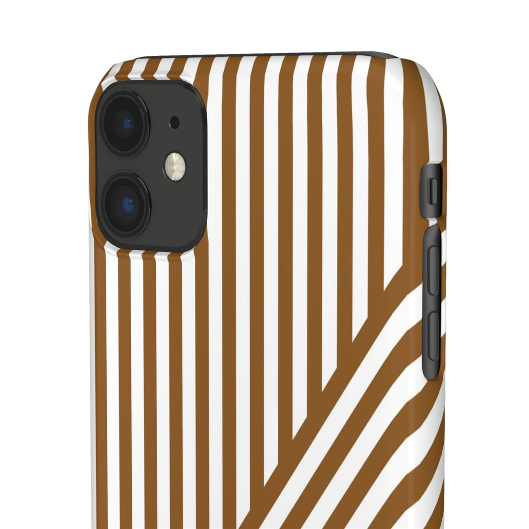 Aesthetic Mocha Brown Stripes Cute Phone Case Sleek Snap - For iPhone 17 Pro Max iPhone 16 Pro iPhone 15 Iphone 14 Plus 13 Pro 12 11 10 Gift - Studio40ParkLane