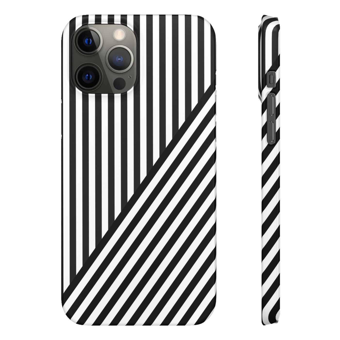 Aesthetic Black White Stripes Cute Phone Case Sleek Snap - For iPhone 17 Pro Max iPhone 16 Pro iPhone 15 Iphone 14 Plus 13 Pro 12 11 10 Gift - Studio40ParkLane