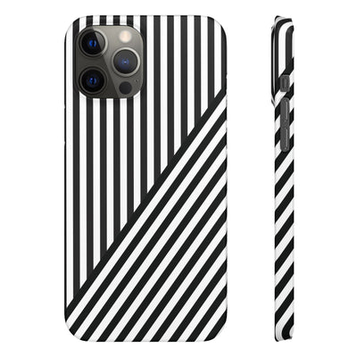 Aesthetic Black White Stripes Cute Phone Case Sleek Snap - For iPhone 17 Pro Max iPhone 16 Pro iPhone 15 Iphone 14 Plus 13 Pro 12 11 10 Gift - Studio40ParkLane
