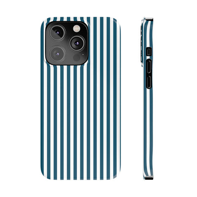 Slim Teal Blue Striped Cute Phone Case for Iphone 16 - | iPhone 15 Pro Max Case | iPhone 14 Case Iphone 13 12 11 10 9 8 7 X XS Gift for Her - Studio40ParkLane