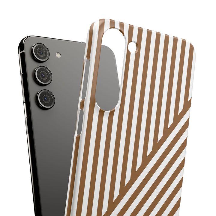 Aesthetic Mocha Brown Stripes Cute Phone Case Sleek Snap - For iPhone 17 Pro Max iPhone 16 Pro iPhone 15 Iphone 14 Plus 13 Pro 12 11 10 Gift - Studio40ParkLane