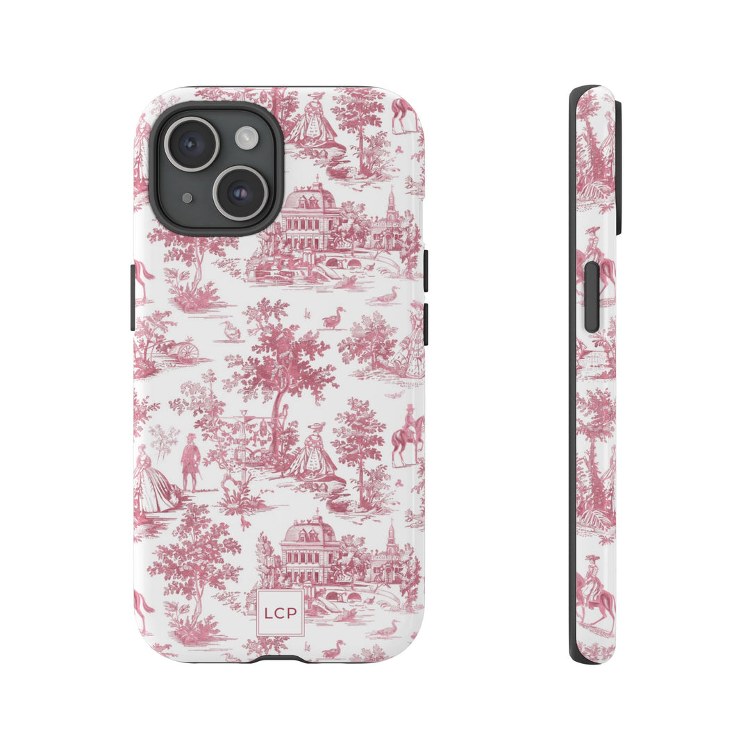 Personalized Custom French Toile Tough Cute Phone Case For Apple iPhone 18, 17, 16, 15 14, Pro Max, Samsung Galaxy S26, S25, S24 Plus Ultra