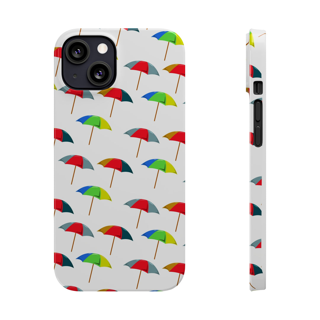 Slim Cute Phone Cases for Iphone - | iPhone 15 Case | iPhone 15 Pro Max Case, Iphone 14 Case, Iphone 14 Pro Max, Iphone 13, Colorful Beach Parasol - Studio40ParkLane
