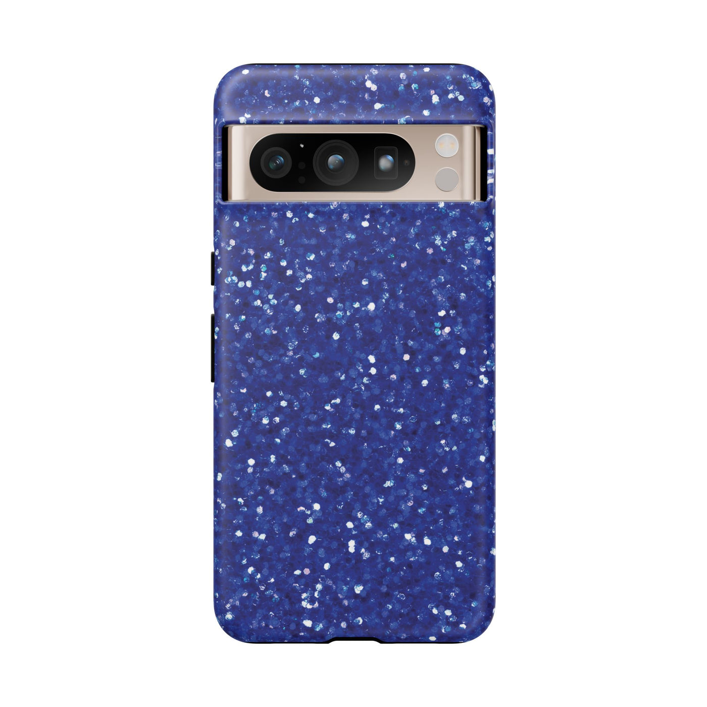 Chic Blue Faux Play on Glitter Effect Cute Phone Case, for IPhone 16 pro Max | Iphone 15, Iphone 14, IPhone 13 Case, 11 8 7, Samsung Galaxy S24, S23, S22, S21, 2 Layer Protection