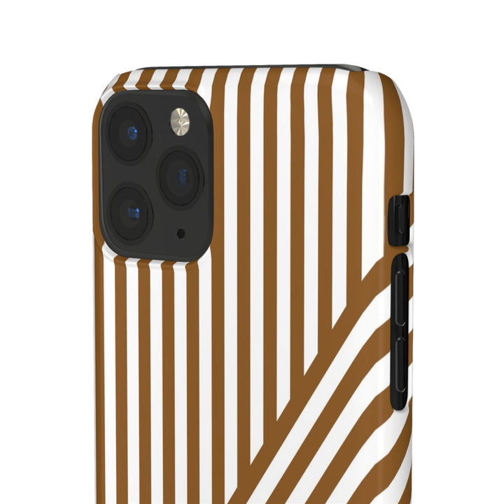 Aesthetic Mocha Brown Stripes Cute Phone Case Sleek Snap - For iPhone 17 Pro Max iPhone 16 Pro iPhone 15 Iphone 14 Plus 13 Pro 12 11 10 Gift - Studio40ParkLane