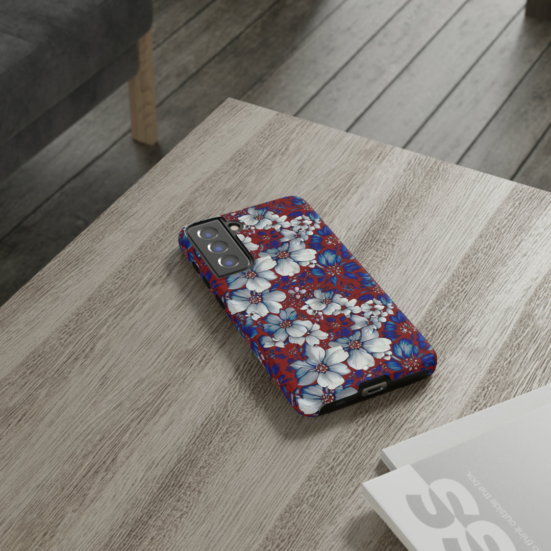 Cute Samsung Phone Case | Aesthetic Samsung Phone Case | Galaxy S23, S22, S21, S20 | Red Blue Flowers, Protective Phone Case - Studio40ParkLane