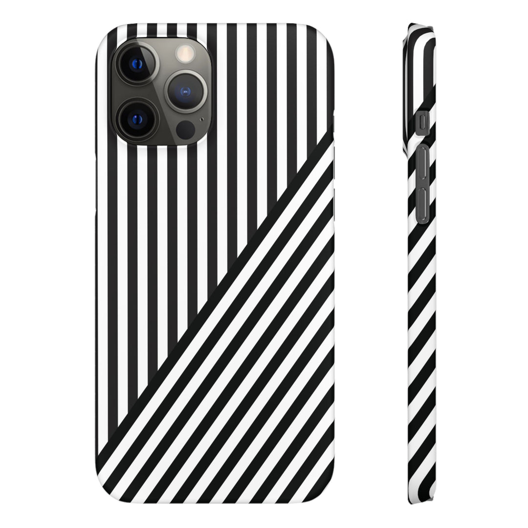 Aesthetic Black White Stripes Cute Phone Case Sleek Snap - For iPhone 17 Pro Max iPhone 16 Pro iPhone 15 Iphone 14 Plus 13 Pro 12 11 10 Gift - Studio40ParkLane