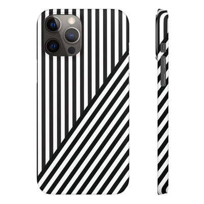 Aesthetic Black White Stripes Cute Phone Case Sleek Snap - For iPhone 17 Pro Max iPhone 16 Pro iPhone 15 Iphone 14 Plus 13 Pro 12 11 10 Gift - Studio40ParkLane
