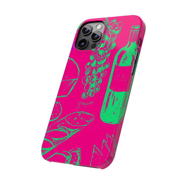 Slim French Food Wine Pink Green Cute Phone Cases for Iphone | iPhone 15 Case | iPhone 15 Pro Max Case, Iphone 14, Iphone 14 Pro Max, Iphone 13, - Studio40ParkLane