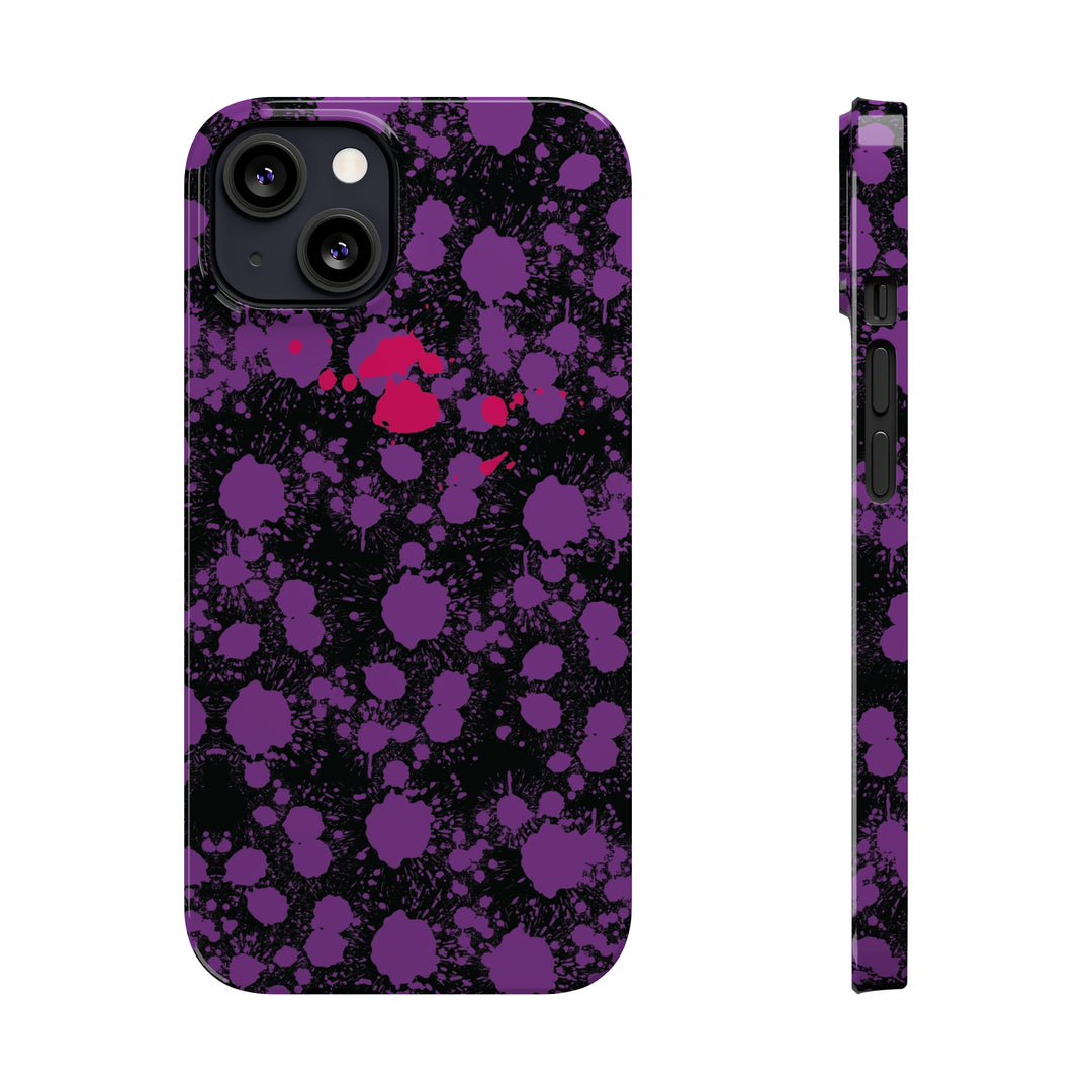 Slim Cute Phone Cases for Iphone - | iPhone 15 Case | iPhone 15 Pro Max Case, Iphone 14 Case, Iphone 14 Pro Max, Iphone 13, Purple Pink Paint Blots Splash - Studio40ParkLane