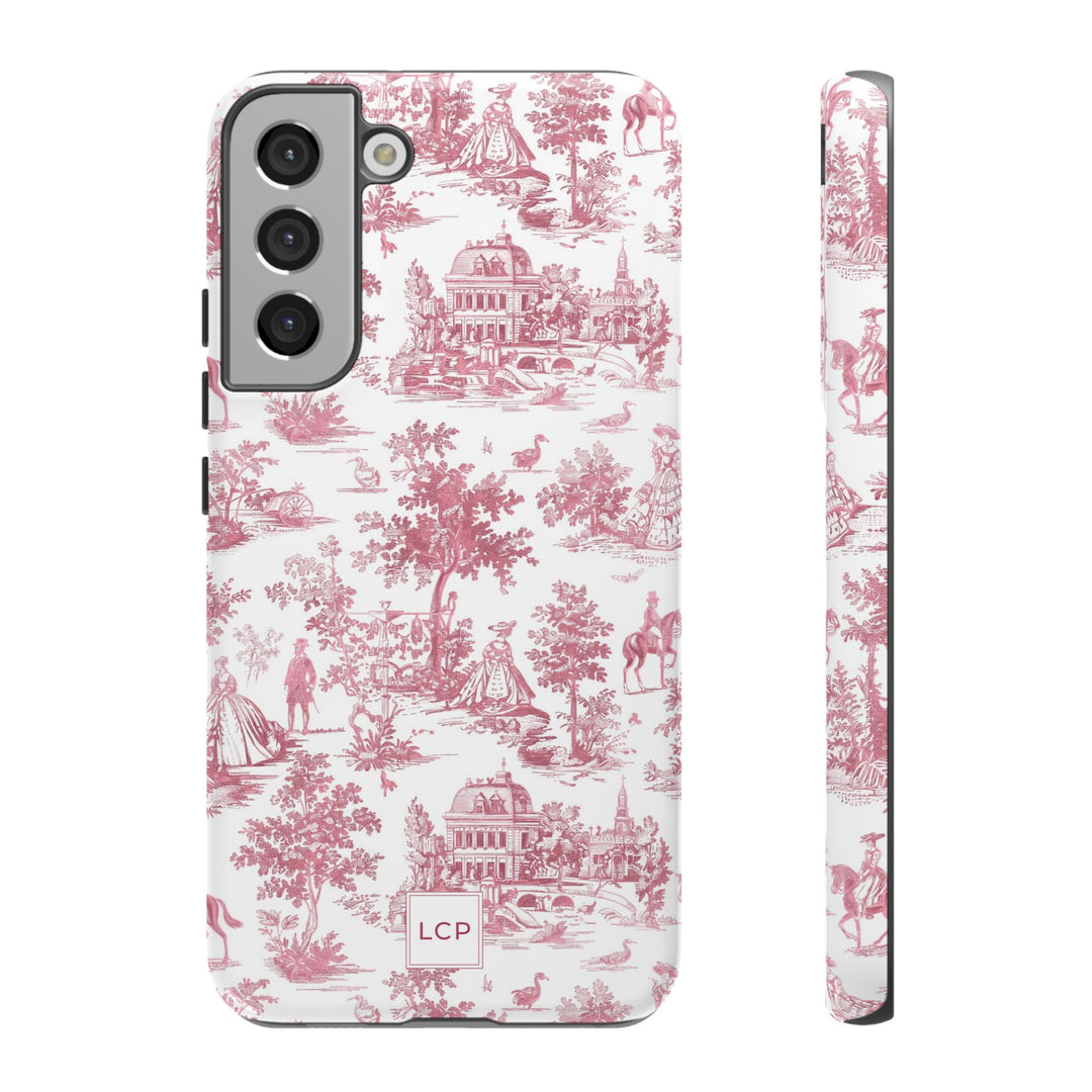 Personalized Custom French Toile Tough Cute Phone Case For Apple iPhone 18, 17, 16, 15 14, Pro Max, Samsung Galaxy S26, S25, S24 Plus Ultra