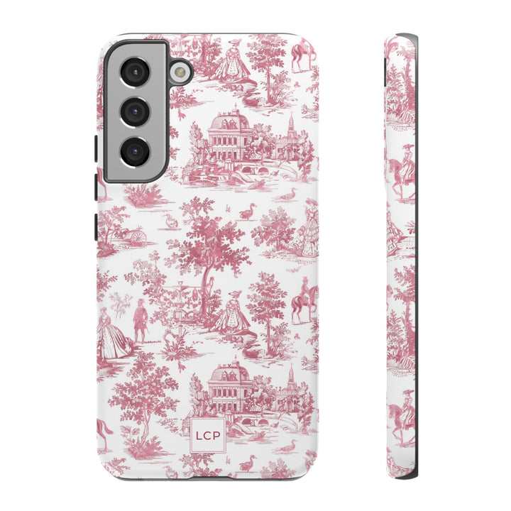 Personalized Custom French Toile Tough Cute Phone Case For Apple iPhone 18, 17, 16, 15 14, Pro Max, Samsung Galaxy S26, S25, S24 Plus Ultra