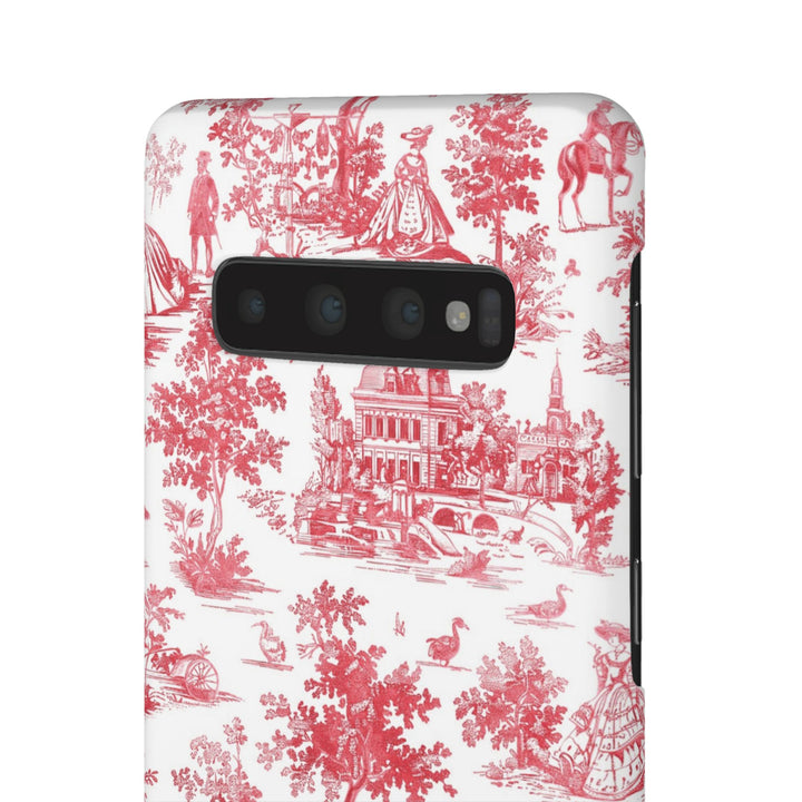 Snap French Toile Personalized Initial Custom Gift for Her Cute Phone Cases for Samsung S24, S23, S22, S21, S20, Plus and Ultra and Iphone, 16, 15, 14, 13, 12, 11. 10 - Studio40ParkLane