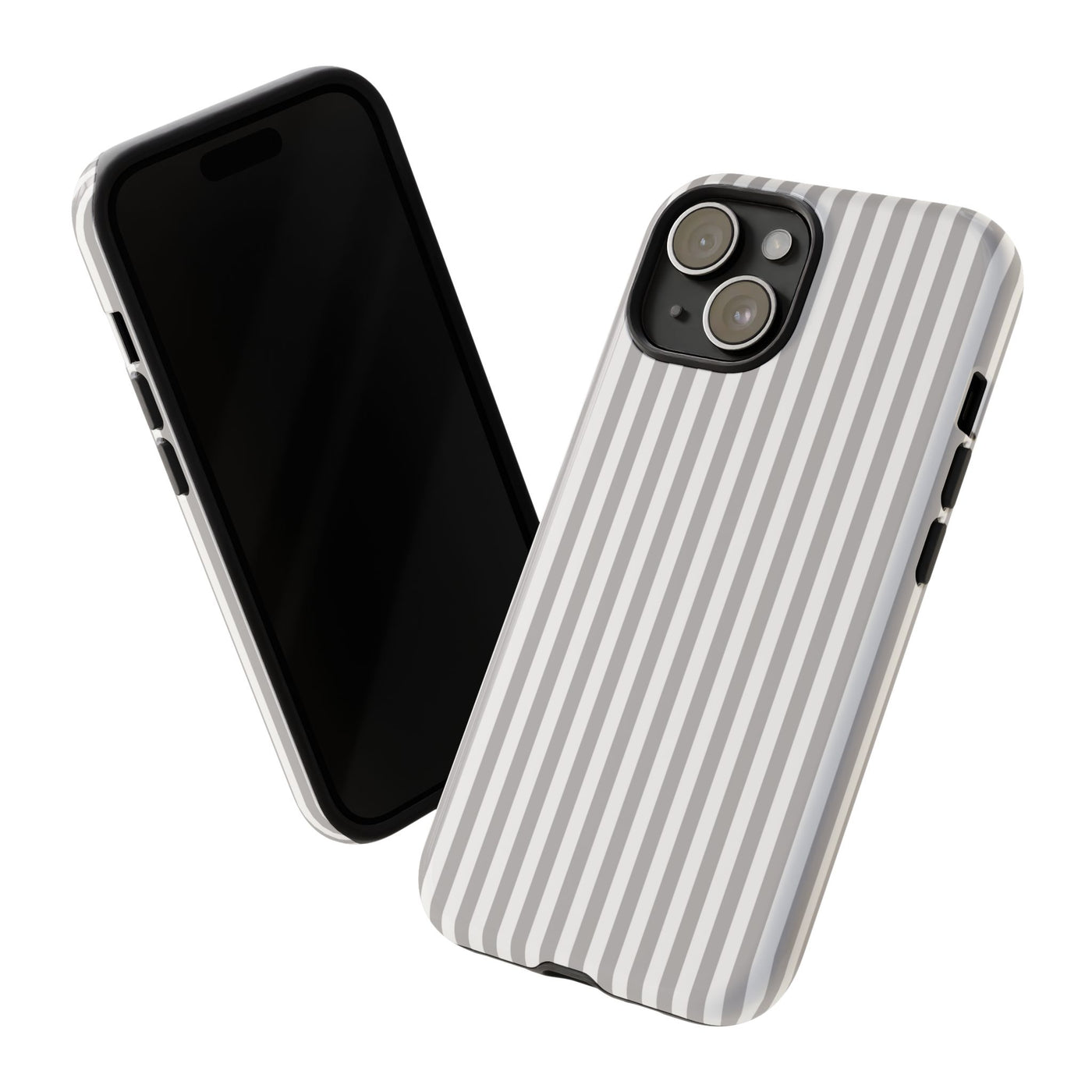 Tough Premium Ash Grey Stripes Phone Case Gift for Her - For Apple iPhone 16 Pro Max 16e iPhone 15 Pro iPhone Iphone 14 Plus 13 Pro 12 SE XR - Studio40ParkLane