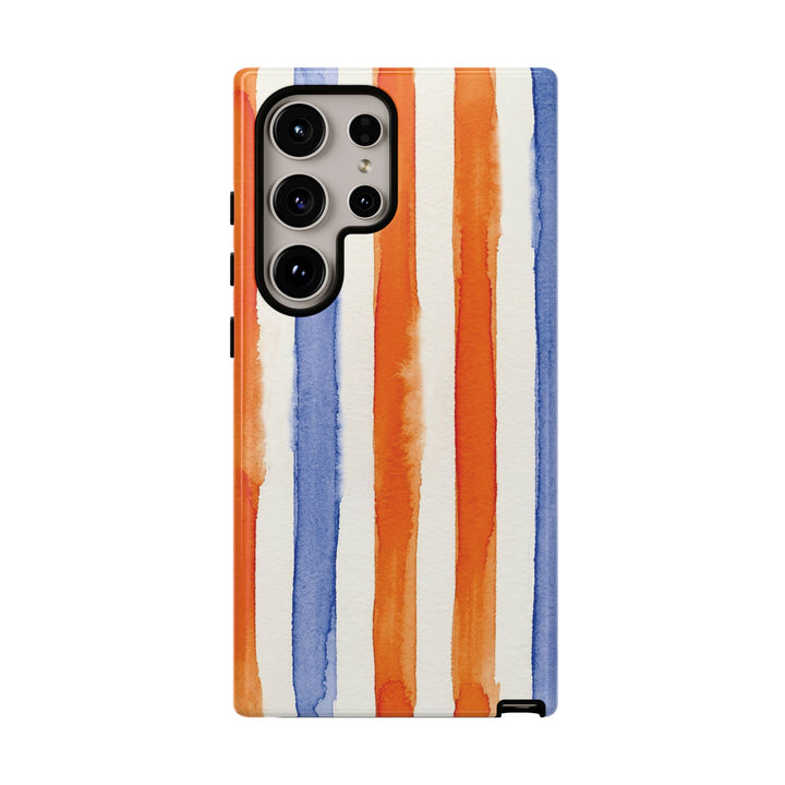 Tough Cute Blue Orange Stripes Phone Case, for IPhone 17 Pro Max | Iphone 17 Air, Iphone 16, IPhone 15, 14 13 12, Samsung Galaxy S26, S25, S24, S23 - Studio40ParkLane
