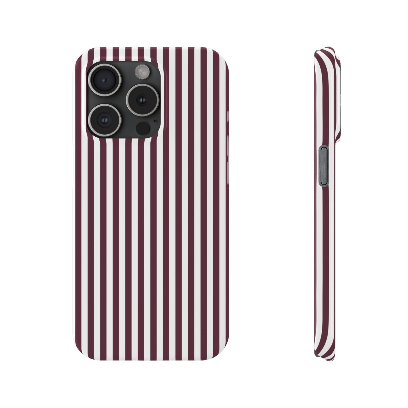 Slim Burgundy Wine Striped Cute Phone Case for Iphone 16 - | iPhone 15 Pro Max Case | iPhone 14 Case Iphone 13 12 11 10 9 8 7 Gift for Her - Studio40ParkLane