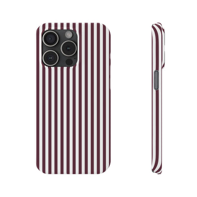 Slim Burgundy Wine Striped Cute Phone Case for Iphone 16 - | iPhone 15 Pro Max Case | iPhone 14 Case Iphone 13 12 11 10 9 8 7 Gift for Her - Studio40ParkLane