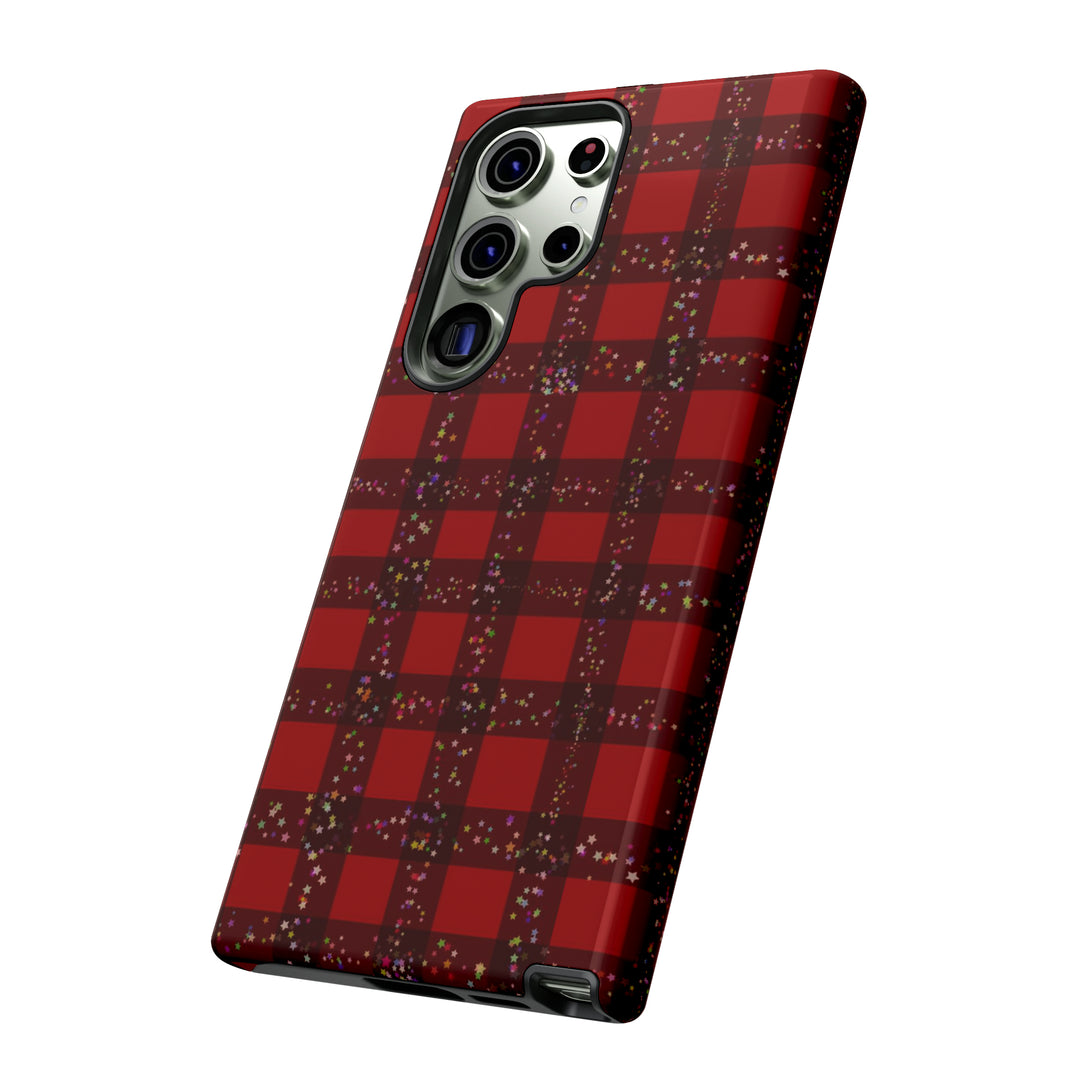Samsung Phone Cases, Designer Samsung Galaxy S23 Phone Case, Samsung S22 Case, Samsung S21 Case, Samsung S20 Case, Red Festive Plaid - Studio40ParkLane