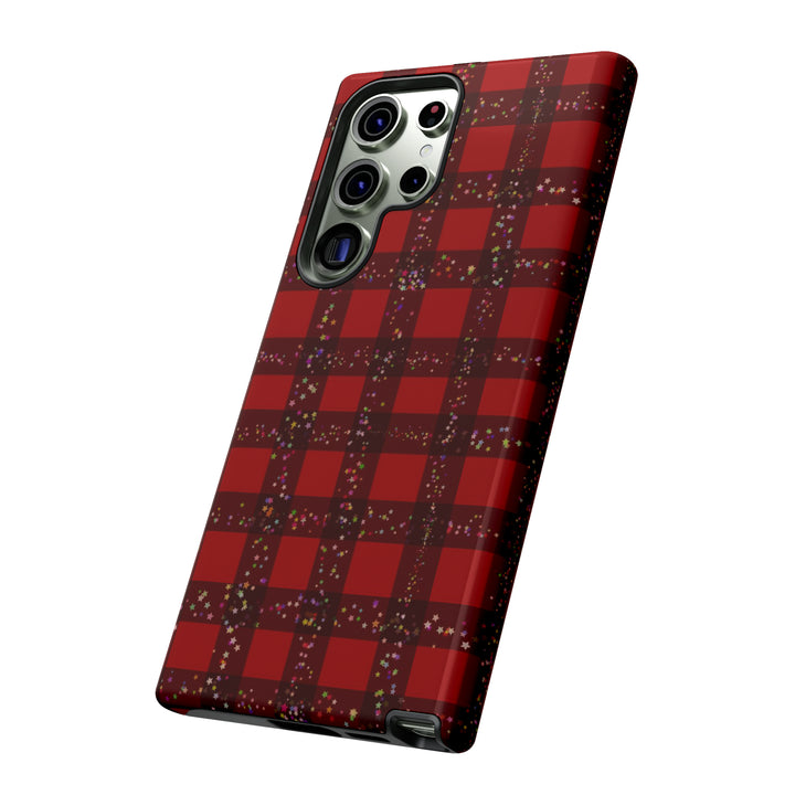 Samsung Phone Cases, Designer Samsung Galaxy S23 Phone Case, Samsung S22 Case, Samsung S21 Case, Samsung S20 Case, Red Festive Plaid - Studio40ParkLane