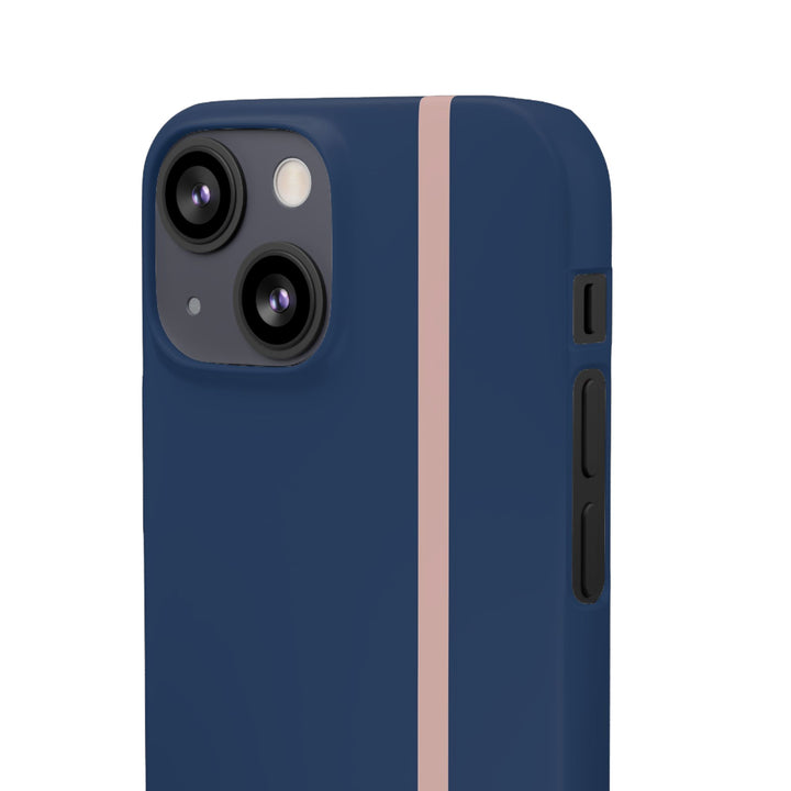 Sleek Navy Blue Pink Stripe Snap Phone Case for iPhone 18 17 16 15 14 13 Pro Max, Samsung Galaxy S26 S25 Ultra Lightweight Cute Phone Case - Studio40ParkLane
