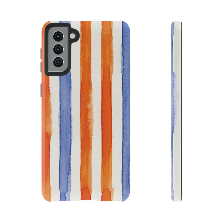 Tough Cute Blue Orange Stripes Phone Case, for IPhone 17 Pro Max | Iphone 17 Air, Iphone 16, IPhone 15, 14 13 12, Samsung Galaxy S26, S25, S24, S23 - Studio40ParkLane