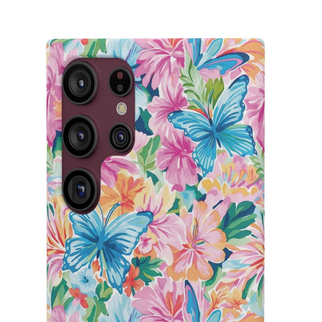 Sleek Snap Butterflies Flowers Cute Phone Case for iPhone 16 15 14 13 12 11 X Xs Max Xr Pro Plus Samsung Galaxy S24 S23 S22 S21 S20 Ultra