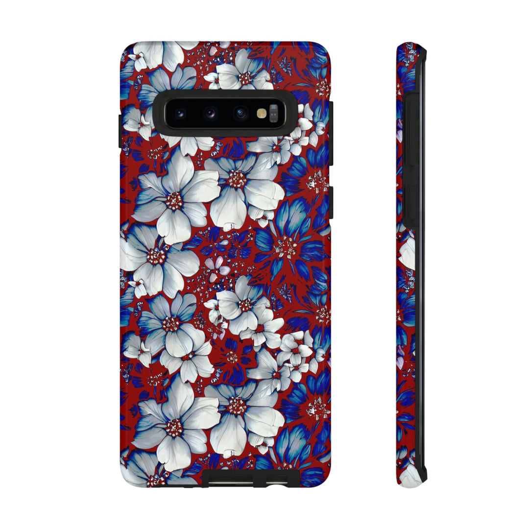 Cute Samsung Phone Case | Aesthetic Samsung Phone Case | Galaxy S23, S22, S21, S20 | Red Blue Flowers, Protective Phone Case - Studio40ParkLane