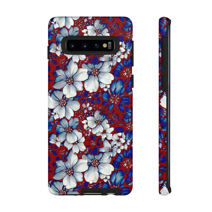 Cute Samsung Phone Case | Aesthetic Samsung Phone Case | Galaxy S23, S22, S21, S20 | Red Blue Flowers, Protective Phone Case - Studio40ParkLane
