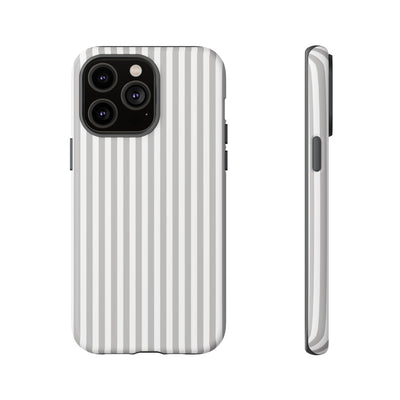 Tough Premium Ash Grey Stripes Phone Case Gift for Her - For Apple iPhone 16 Pro Max 16e iPhone 15 Pro iPhone Iphone 14 Plus 13 Pro 12 SE XR - Studio40ParkLane