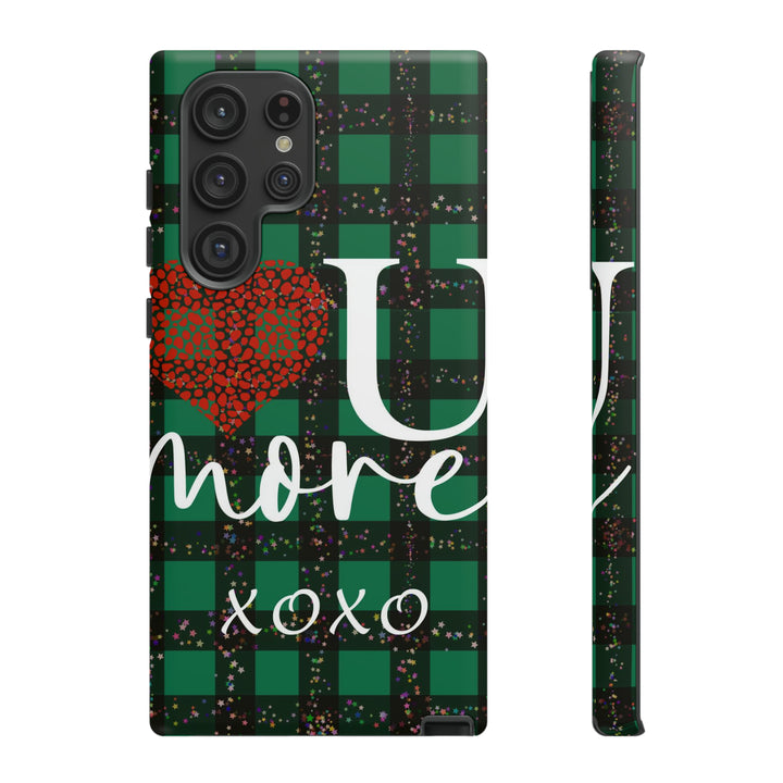 Cute Samsung Phone Cases, Designer Samsung Galaxy S23 Phone Case, Samsung S22 Case, Samsung S21 Case, Samsung S20 Case, Green Plaid Love You - Studio40ParkLane