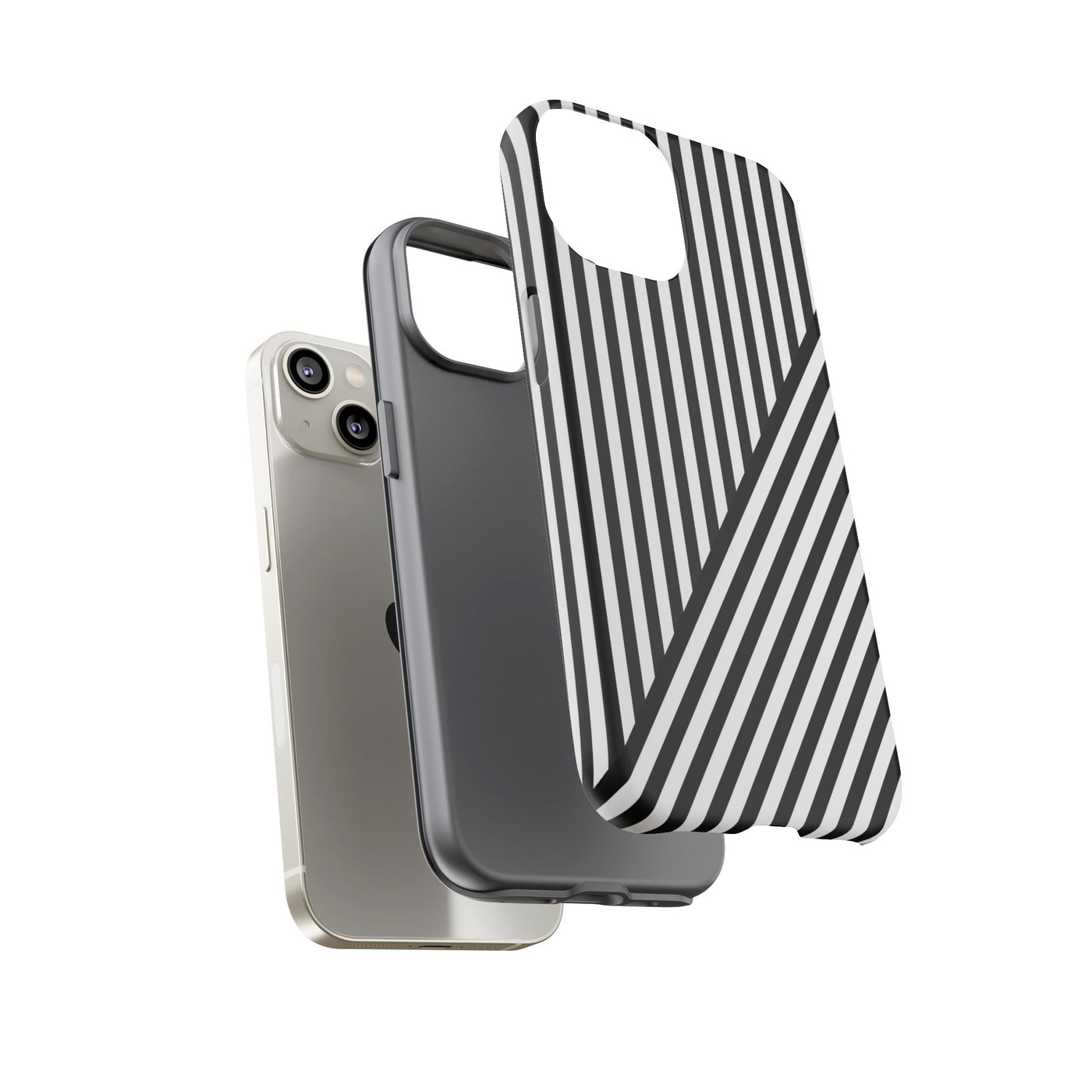 Aesthetic Tough Black White Stripes Phone Case - For iPhone 17 Pro Max iPhone 16 Pro iPhone 15 Iphone 14 Plus 13 Pro 12 11 10 XR - Studio40ParkLane