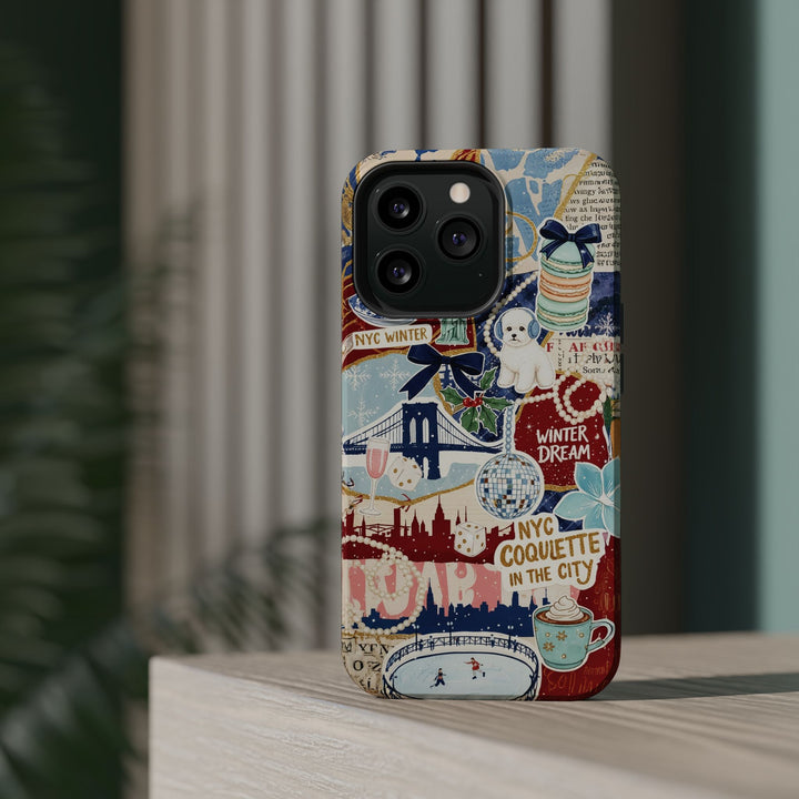 New York Winter Coquette Collage Tough Magsafe Cute Phone Cases for Iphone | iPhone 17 Pro Max Case, Iphone 16, Iphone 15 14 13 12 11 10 9