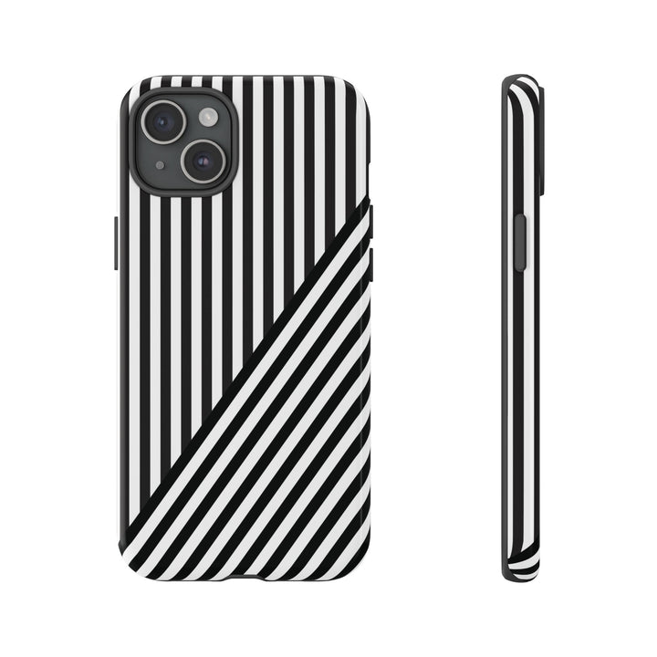 Aesthetic Tough Black White Stripes Phone Case - For iPhone 17 Pro Max iPhone 16 Pro iPhone 15 Iphone 14 Plus 13 Pro 12 11 10 XR - Studio40ParkLane