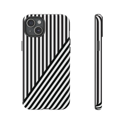 Aesthetic Tough Black White Stripes Phone Case - For iPhone 17 Pro Max iPhone 16 Pro iPhone 15 Iphone 14 Plus 13 Pro 12 11 10 XR - Studio40ParkLane