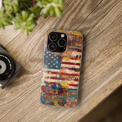 Cute Flexi Phone Cases, US Flag Abstract, Compatible with Samsung Galaxy S23, Samsung S22, Samsung S21, Samsung S20, Galaxy S20 Ultra