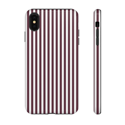 Tough Premium Burgundy Stripes Phone Case Gift for Her - For Apple iPhone 16 Pro Max 16e iPhone 15 Pro iPhone Iphone 14 Plus 13 Pro 12 SE XR - Studio40ParkLane
