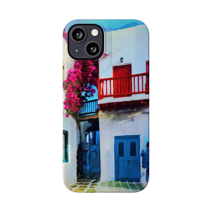 Slim Cute Phone Cases for Iphone | iPhone 15 Case | iPhone 15 Pro Max Case, Iphone 14, Iphone 14 Pro Max, Iphone 13, Colorful Greek Alley Watercolor - Studio40ParkLane