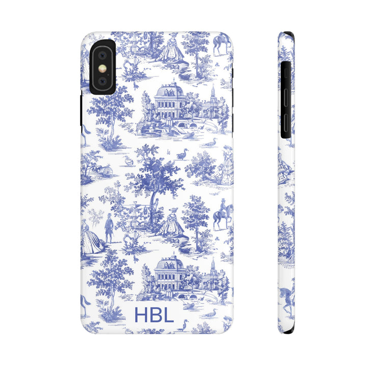 Slim Personalized Slim Blue Vintage French Toile Cute Phone Cases for Iphone 16 Pro Max | iPhone 15 Case | iPhone 15 Pro Max Case, Iphone 14, Iphone 14 Pro Max, Iphone 13 12 11 8 7 - Studio40ParkLane