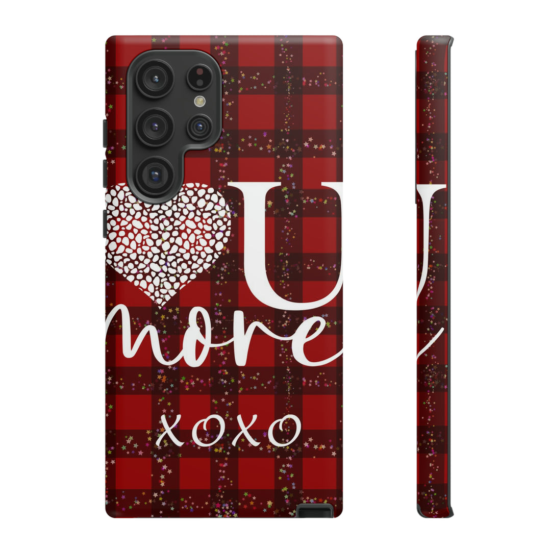 Cute Samsung Phone Cases, Designer Samsung Galaxy S23 Phone Case, Samsung S22 Case, Samsung S21 Case, Samsung S20 Case, Red Plaid Love You - Studio40ParkLane