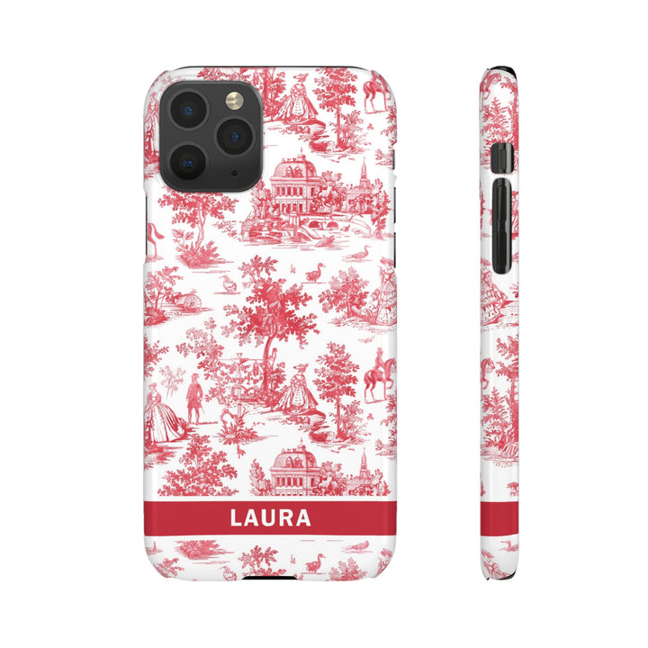 Snap French Toile Personalized Initial Custom Gift for Her Cute Phone Cases for Samsung S24, S23, S22, S21, S20, Plus and Ultra and Iphone, 16, 15, 14, 13, 12, 11. 10 - Studio40ParkLane