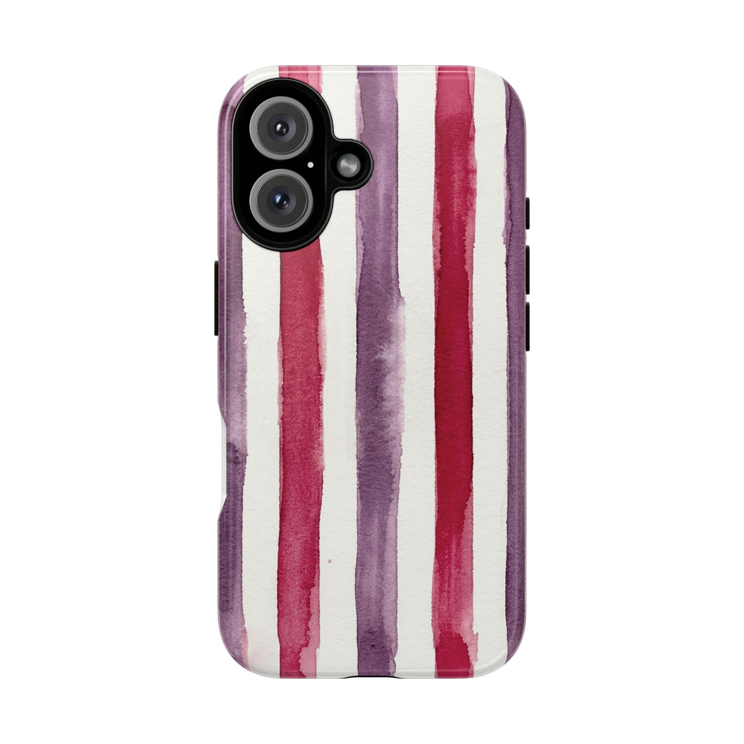 Tough Cute Wine Red Purple Stripes Phone Case, for IPhone 17 Pro Max | Iphone 17 Air, Iphone 16, IPhone 15, 14 13 12, Samsung Galaxy S26, S25, S24, S23 - Studio40ParkLane