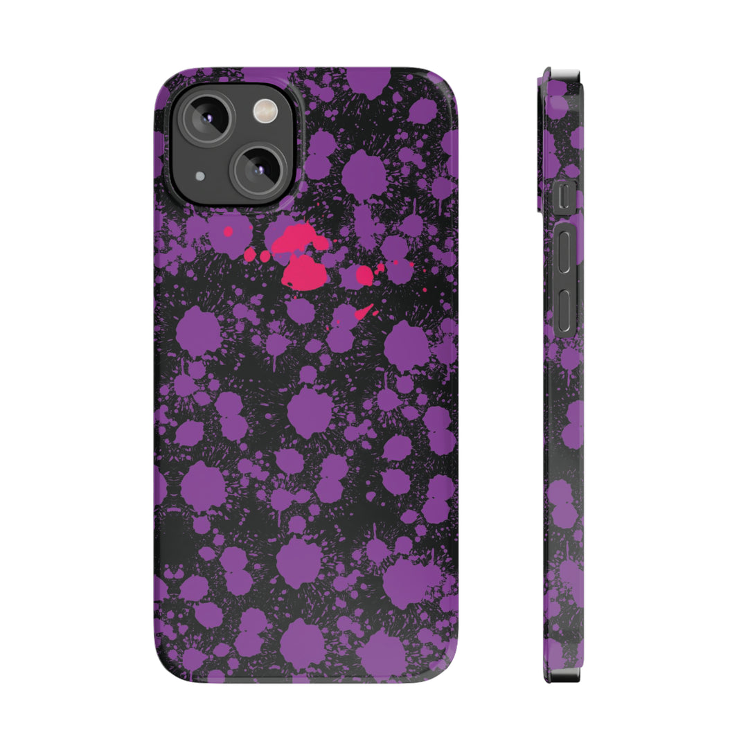 Slim Cute Phone Cases for Iphone - | iPhone 15 Case | iPhone 15 Pro Max Case, Iphone 14 Case, Iphone 14 Pro Max, Iphone 13, Purple Pink Paint Blots Splash - Studio40ParkLane
