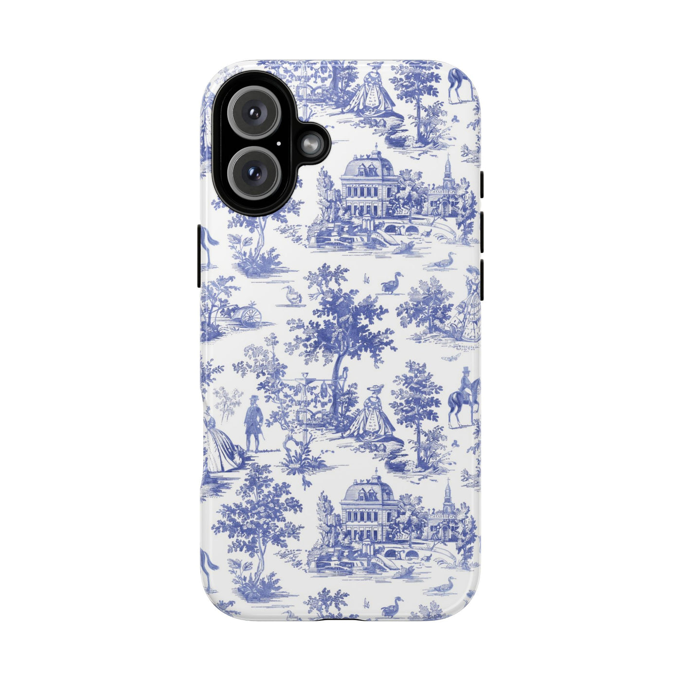 Premium Tough Blue French Toile Gift for Her Cute Phone Cases for Samsung and Iphone, 16, 15, 14, S24, S23, S22, S21, S20, Plus, Ultra, Pro