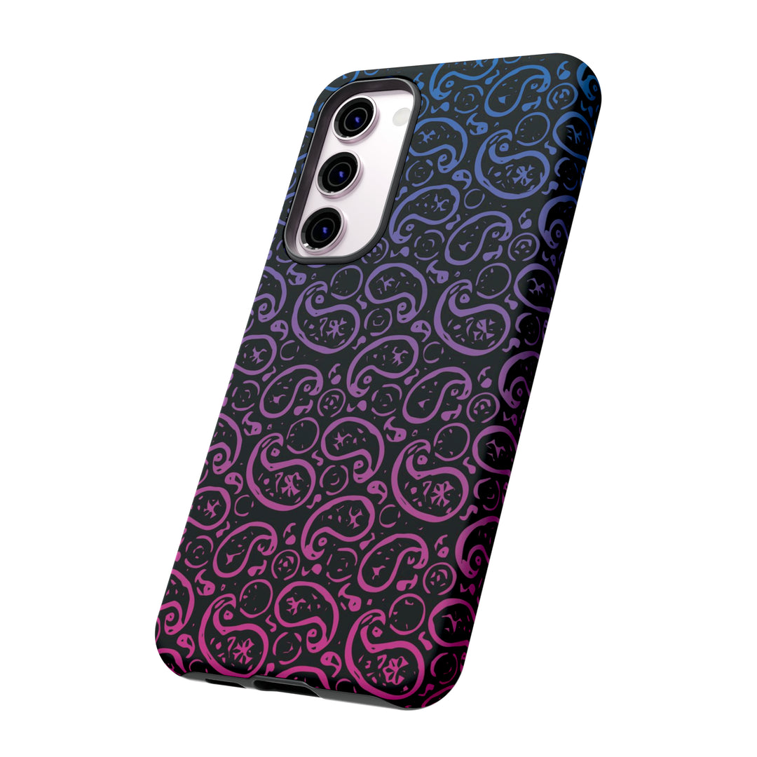Cool Phone Case | Aesthetic Phone Case | Paisley Blue Pink Black | For Samsung Galaxy S23, S22, S21, S20 | Luxury Double Layer | Cute - Studio40ParkLane