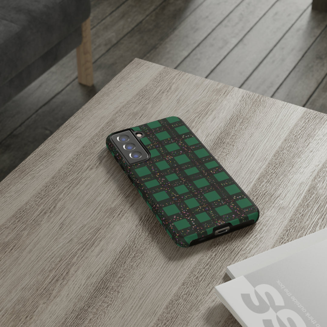 Cute Samsung Phone Cases, Designer Samsung Galaxy S23 Phone Case, Samsung S22 Case, Samsung S21 Case, Samsung S20 Case, Green Festive Plaid - Studio40ParkLane