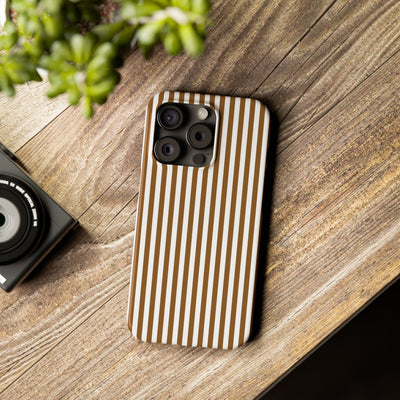 Slim Mocca Brown Striped Cute Phone Case for Iphone 16 - | iPhone 15 Pro Max Case | iPhone 14 Case Iphone 13 12 11 10 9 8 7 XS X Gift for Her - Studio40ParkLane