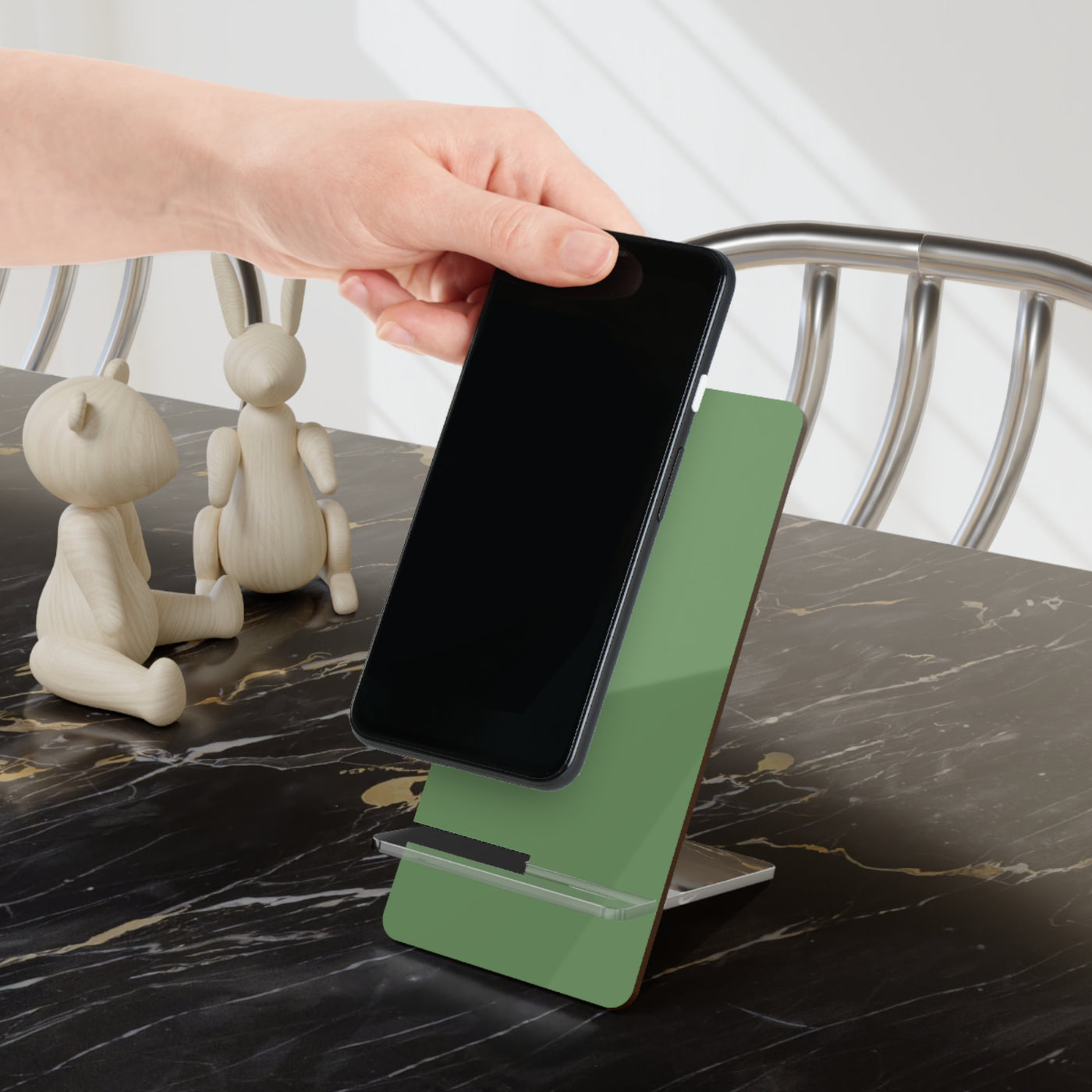 Phone Stand, Soothing Spa Green Design for Iphones 16, Iphone 15, 14, 13, 12 Samsung Galaxy S24, S23, S22, S21 and Google Pixel 8